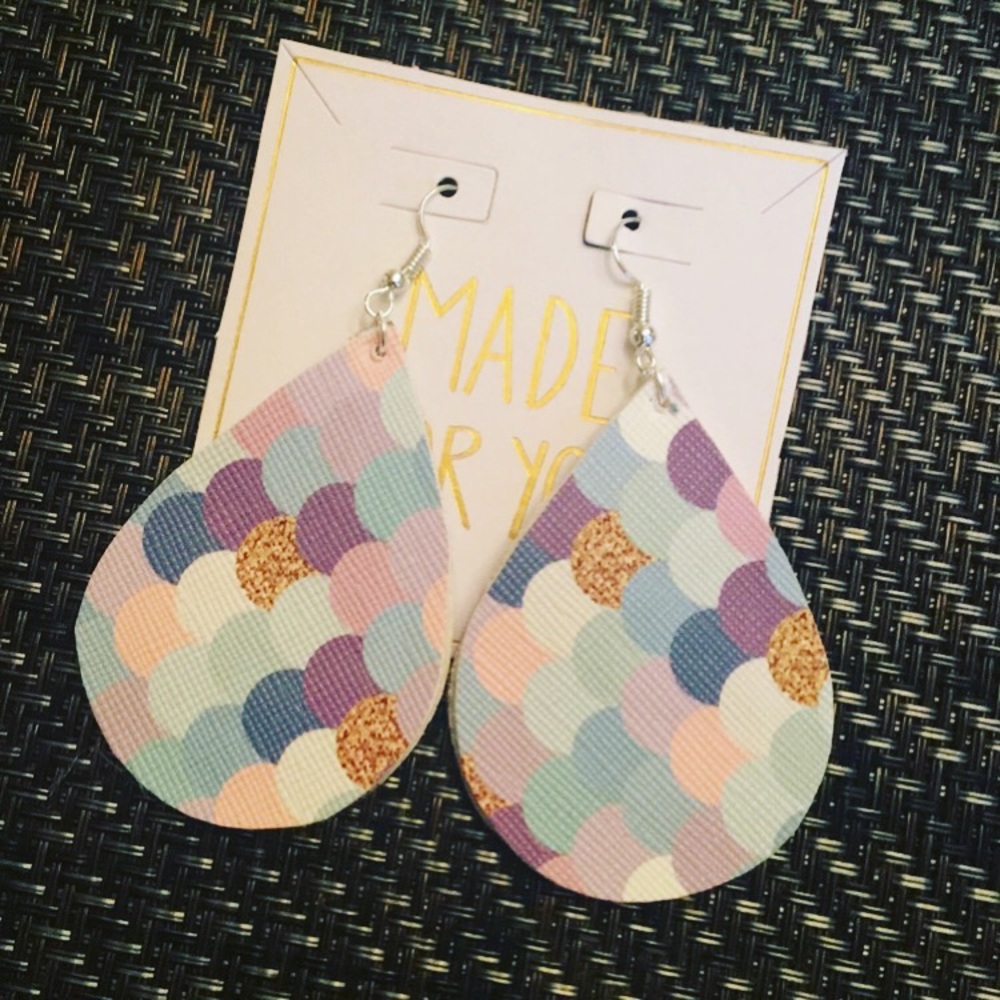 Faux leather double sided earrings